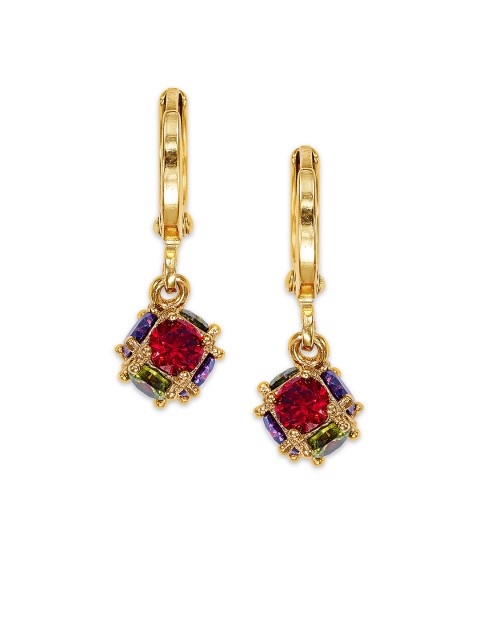 

Peora Gold-Toned & Red Geometric Drop Earrings
