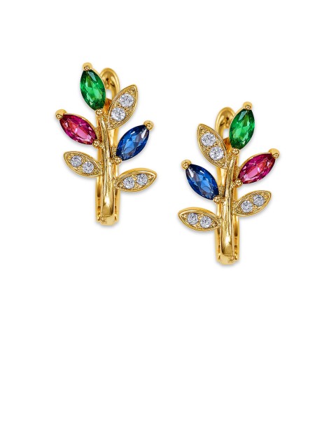 

Peora Gold-Toned & Multicoloured Leaf Shaped Studs