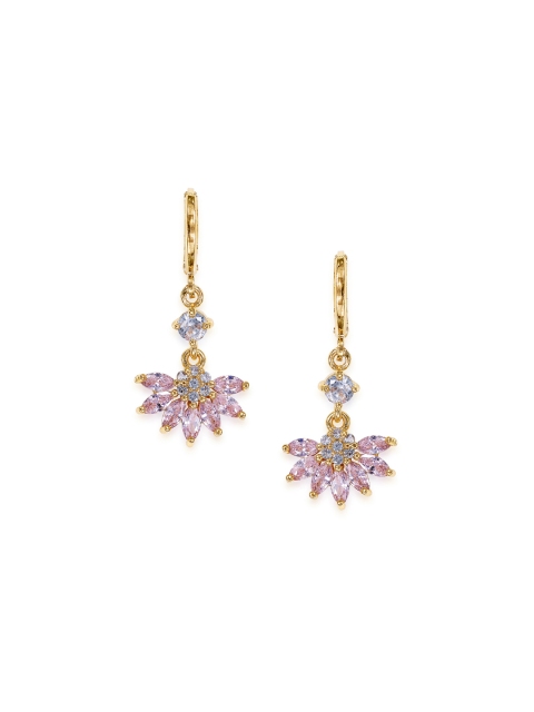 

Peora Gold-Plated & Pink Floral Drop Earrings