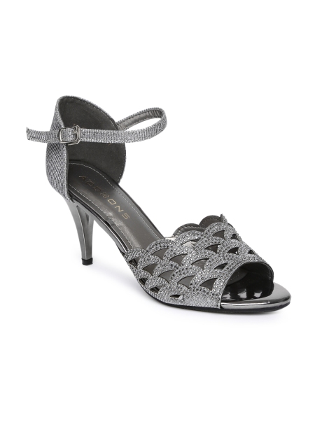 

Addons Women Silver-Toned Woven Design Sandals