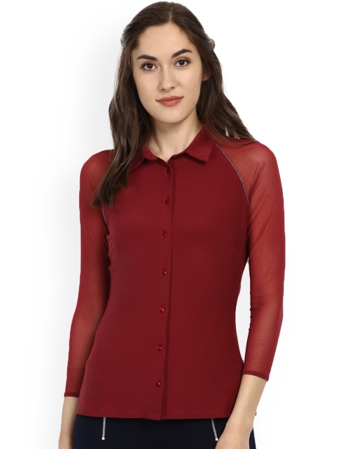 

Kazo Women Maroon Semi Regular Fit Solid Casual Shirt