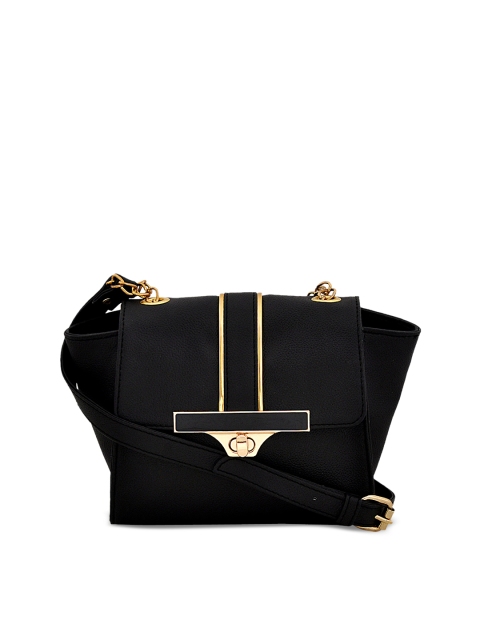 

yelloe Black Textured Sling Bag
