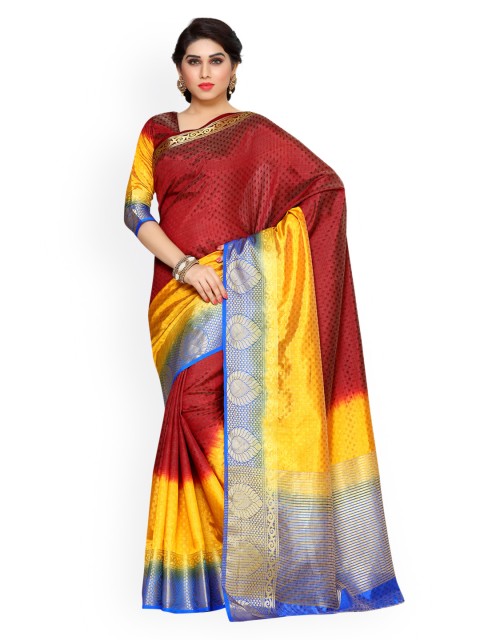 

MIMOSA Maroon Solid Art Silk Saree