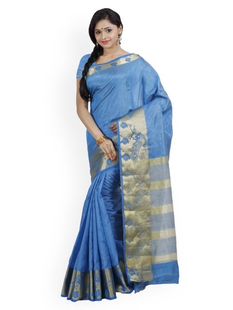 

MIMOSA Blue Woven Design Art Silk Saree