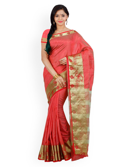 

MIMOSA Red Woven Design Art Silk Saree