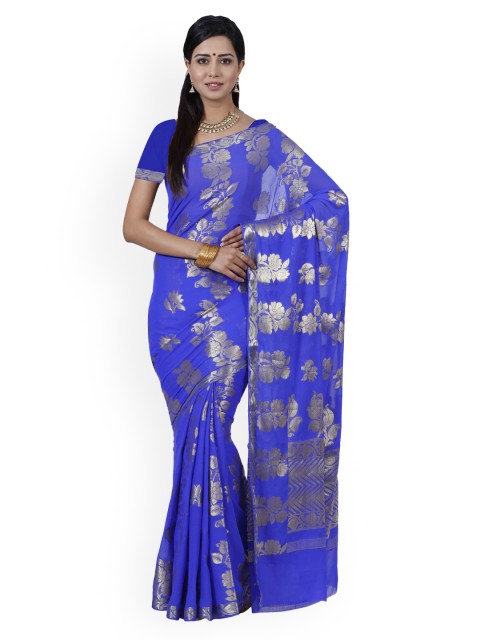 

MIMOSA Blue Woven Design Poly Chiffon Saree