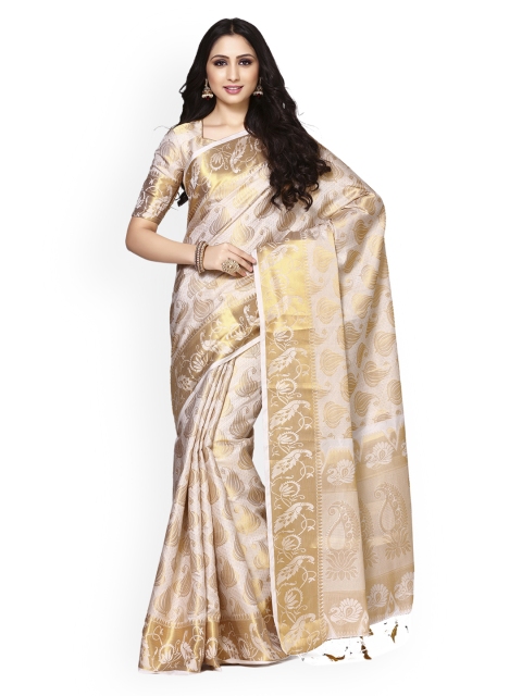 

MIMOSA Beige Art Silk Woven Design Kanjeevaram Saree