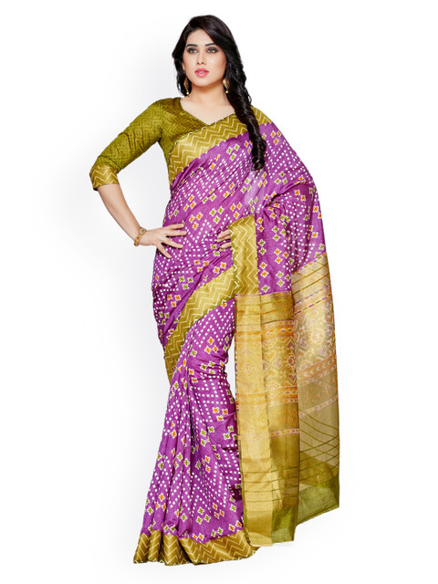 

MIMOSA Purple Art Silk Printed Ikat Saree