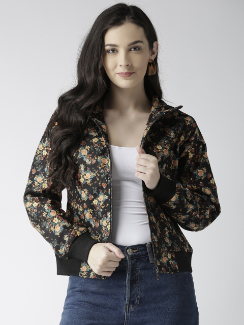 

Okane Women Black & Yellow Printed Bomber Jacket
