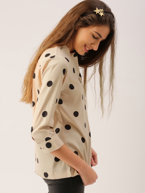 

DressBerry Women Peach-Coloured & Black Printed Top
