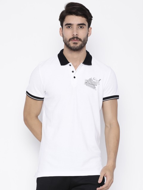 

Puma Men White Solid Polo Collar T-shirt