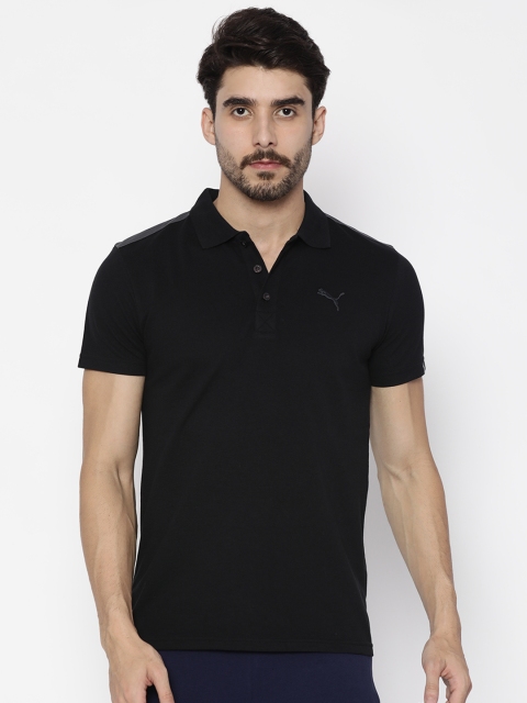 

Puma Men Black Solid Polo Collar T-shirt