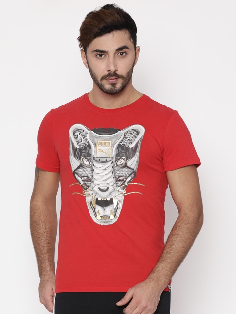 Puma Men Red Printed Round Neck Sneaker T-shirt available at myntra for Rs.899