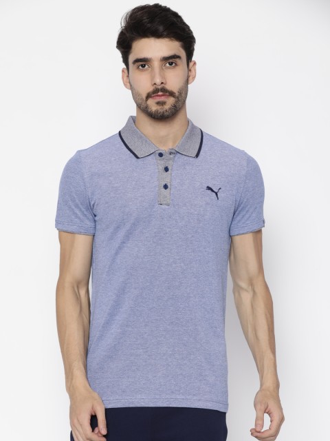 

Puma Men Blue Solid Polo Collar T-shirt