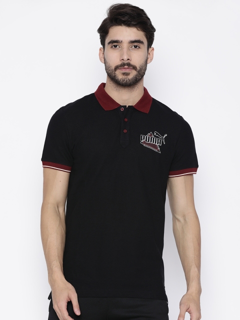 

Puma Men Black Solid Polo Collar T-shirt