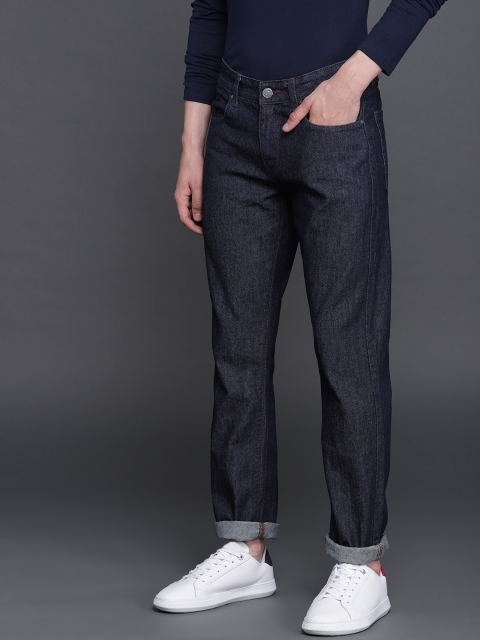 

WROGN Men Navy Blue Slim Fit Mid-Rise Clean Look Jeans