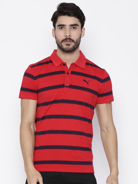 

Puma Men Red Striped Polo Collar T-shirt