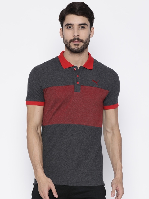 

Puma Men Grey Solid Polo Collar T-shirt