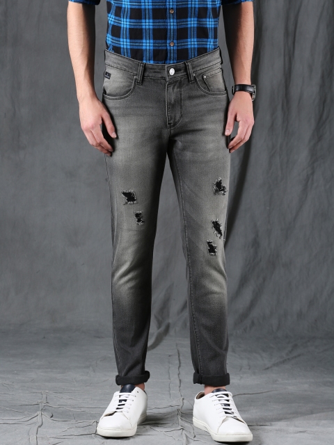 

WROGN Men Grey Slim Fit Mid-Rise Mildly Distressed Stretchable Jeans