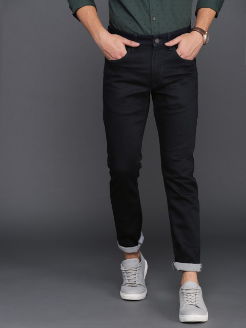 

WROGN Men Navy Slim Fit Mid-Rise Clean Look Stretchable Jeans, Navy blue