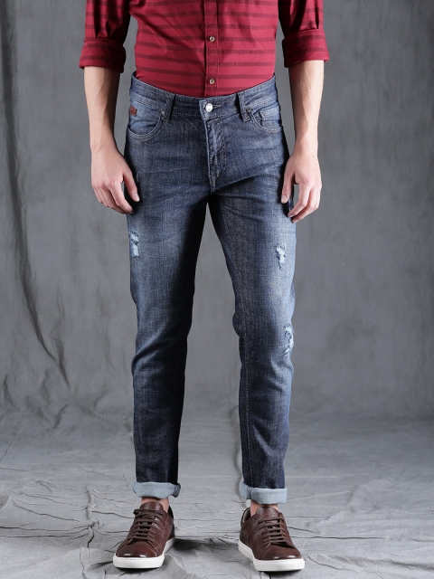 

WROGN Men Blue Slim Fit Mid-Rise Mildly Distressed Stretchable Jeans