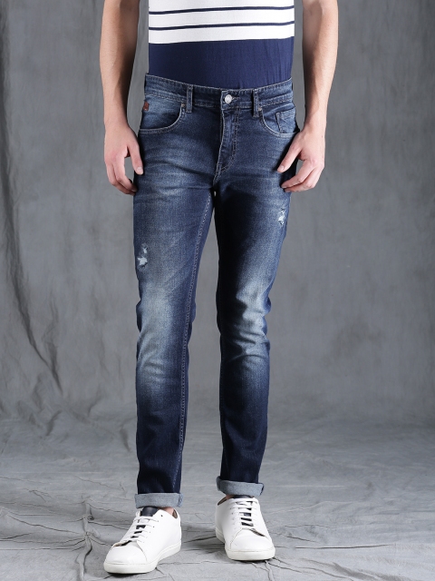 

WROGN Men Blue Slim Fit Mid-Rise Low Distress Stretchable Jeans