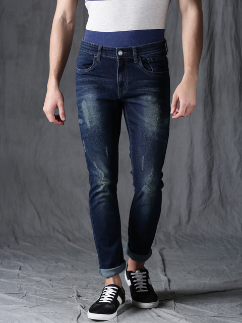 

WROGN Men Blue Slim Fit Mid-Rise Mildly Distressed Stretchable Jeans