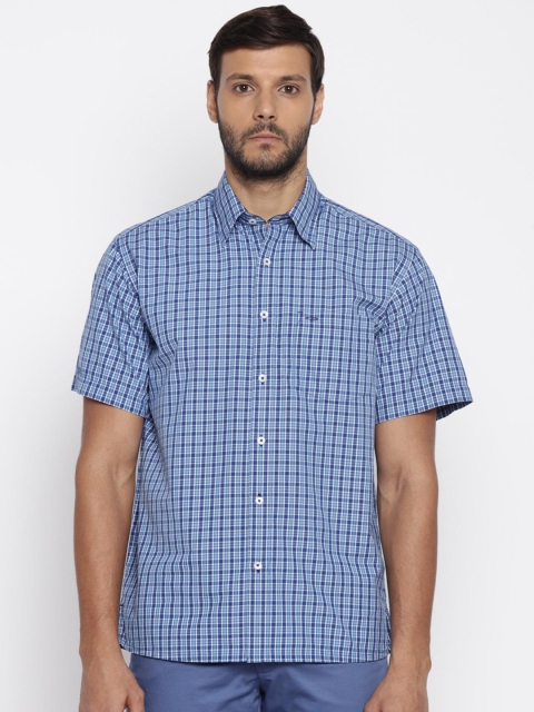 

ColorPlus Men Blue & White Regular Fit Checked Casual Shirt