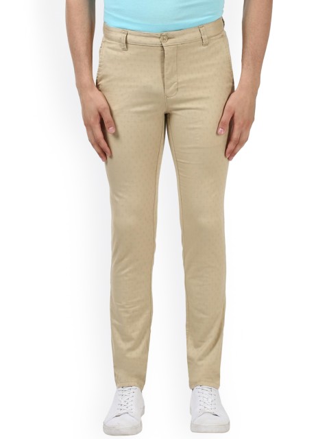 

ColorPlus Men Beige Smart Regular Fit Self Design Chinos