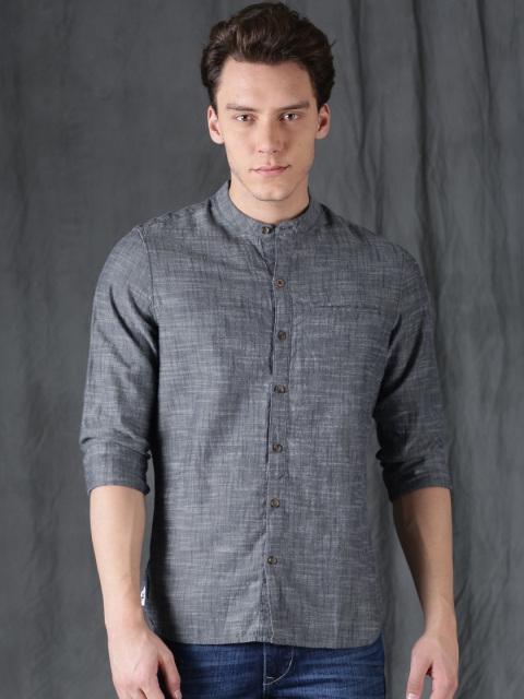 

WROGN Men Blue Slim Fit Solid Casual Shirt