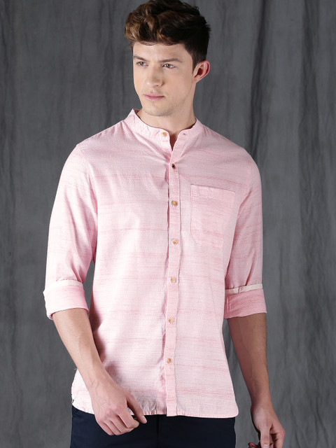 

WROGN Men Pink Slim Fit Solid Casual Shirt
