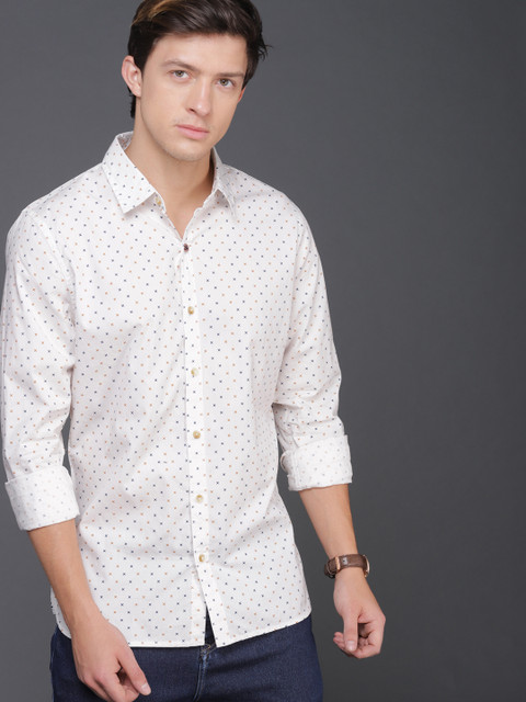 

WROGN Men Off-White Slim Fit Printed Casual Shirt