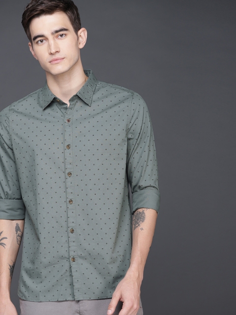 

WROGN Men Green Slim Fit Printed Casual Shirt