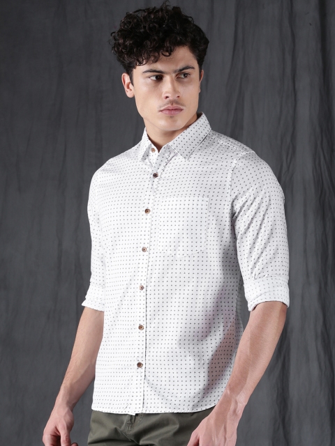 

WROGN Men White Slim Fit Printed Casual Shirt