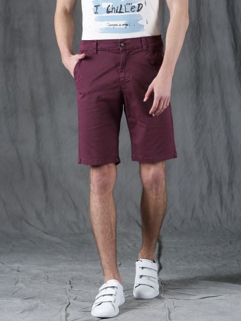 

WROGN Men Burgundy Solid Regular Fit Chino Shorts