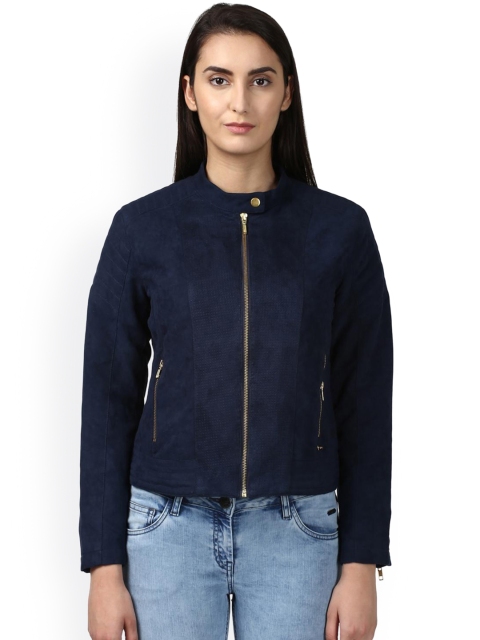 

Park Avenue Woman Women Blue Solid Open Front Jacket