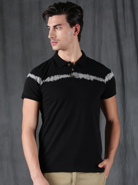 

WROGN Men Black Slim Fit Solid Polo Collar T-shirt