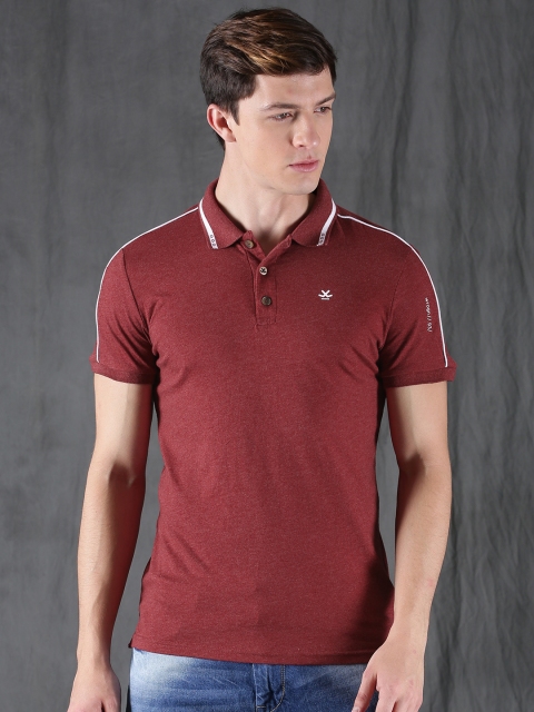 

WROGN Men Red Solid Slim Fit Polo T-shirt