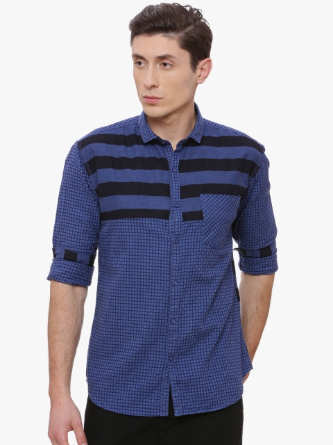

Campus Sutra Men Blue Standard Regular Fit Striped Casual Shirt