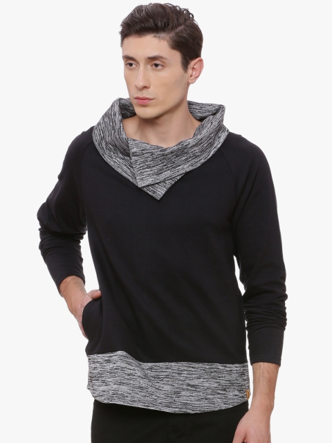 

Campus Sutra Men Black Solid Sweatshirt