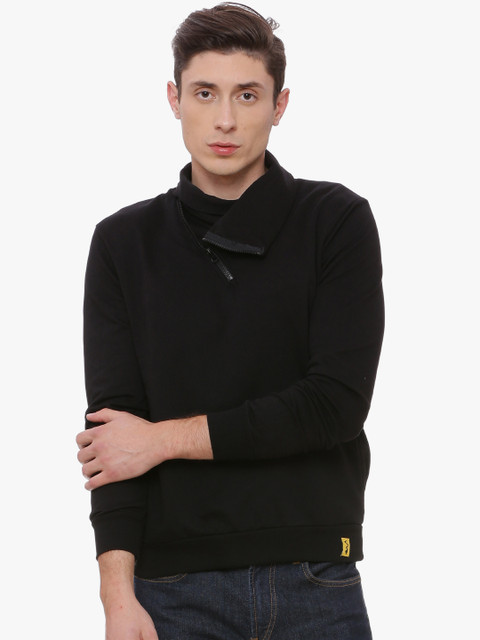 

Campus Sutra Men Black Solid Sweatshirt