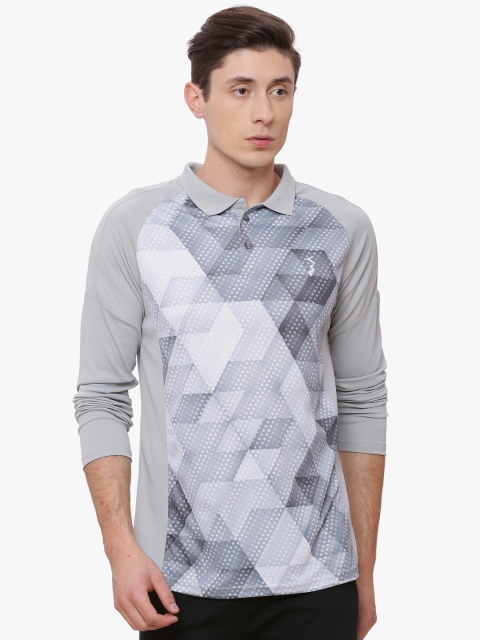 

Campus Sutra Men Grey Printed Polo Collar T-shirt