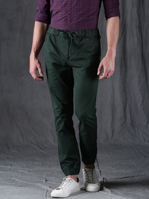 

WROGN Men Green Regular Fit Solid Joggers
