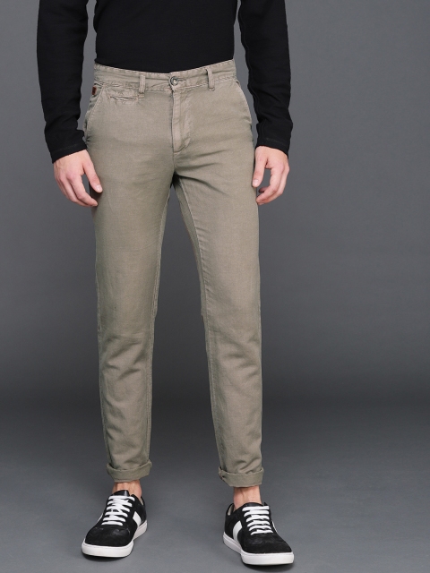 

WROGN Men Brown Regular Fit Solid Regular Trousers