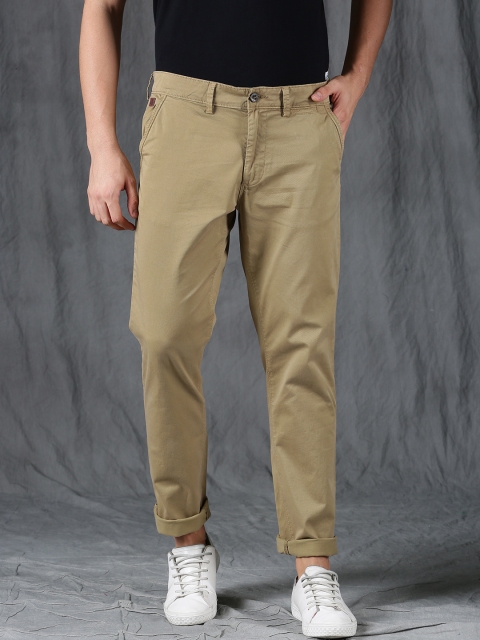 

WROGN Men Khaki Slim Fit Solid Chinos