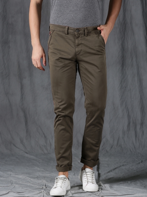 

WROGN Men Brown Slim Fit Solid Chinos