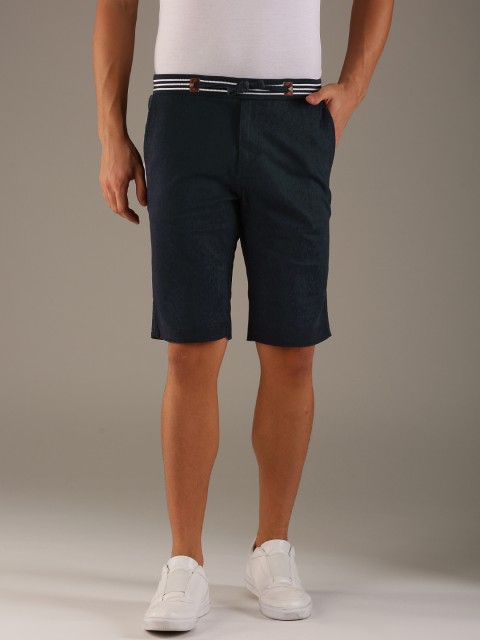 

Flying Machine Men Navy Blue Solid Regular Fit Regular Shorts