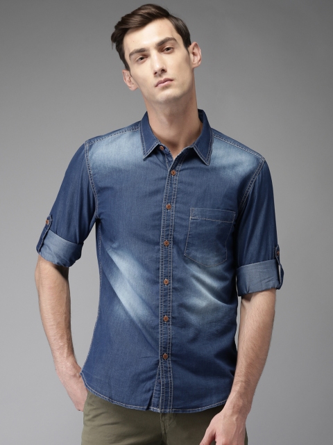 

Moda Rapido Men Blue Faded Denim Shirt