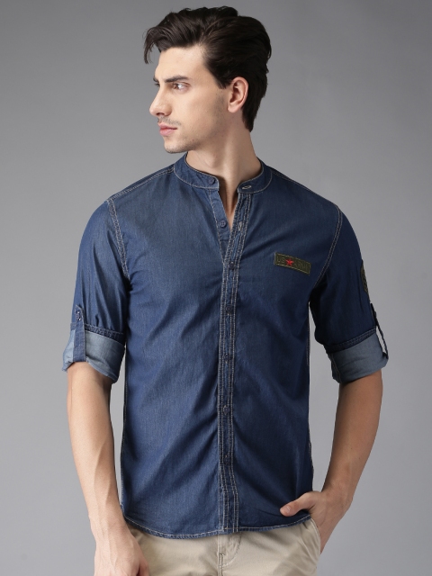 

HERE&NOW Men Blue Regular Fit Solid Casual Shirt