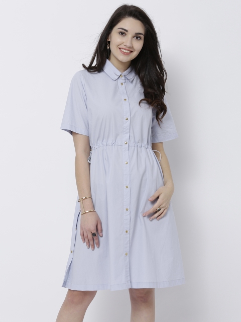 

Tokyo Talkies Women Blue Solid Shirt Dress